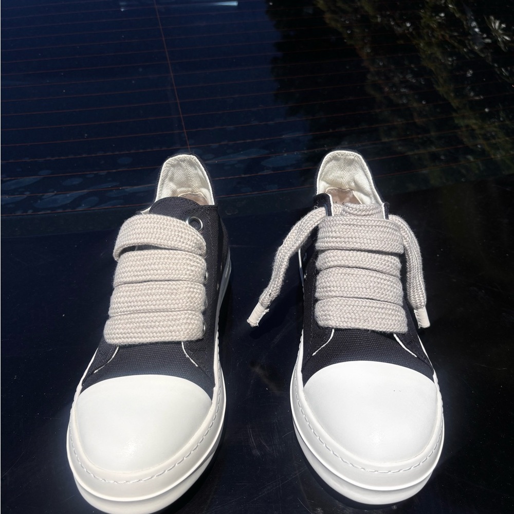 Rick Owens Black and White Lace-Up Sneakers